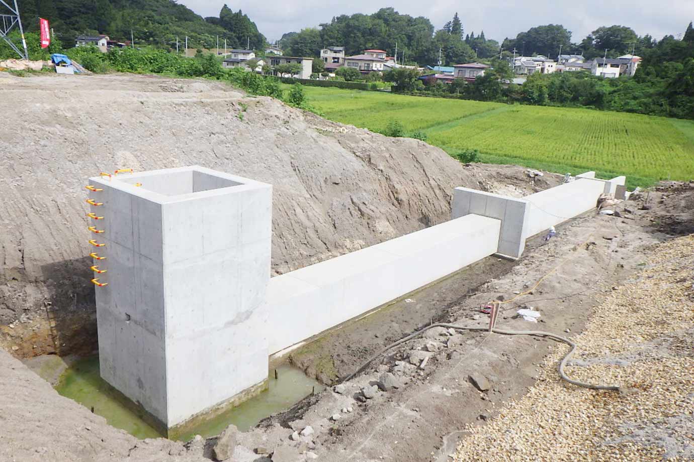 平晋建設株式会社施工事例 白河地区工場敷地増設工事 放流施設 施工後